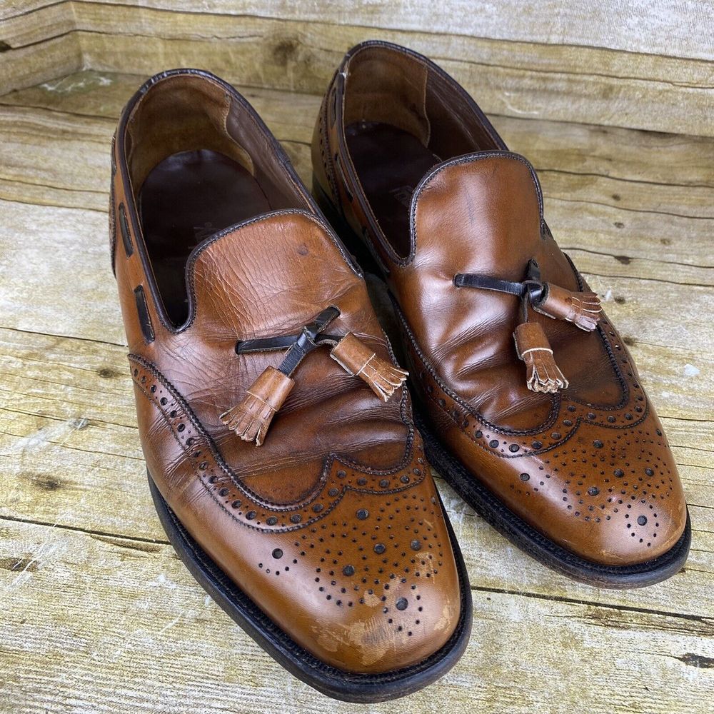 FootJoy Classics‎ Loafers Mens Size 11.5 C Brown Wingtip Tassel Shoes Vintage